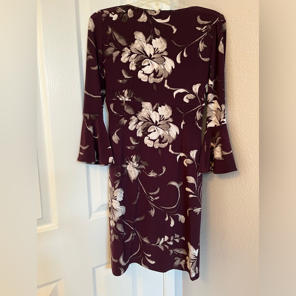 Ralph Lauren long bell sleeves V neck dress with side opening